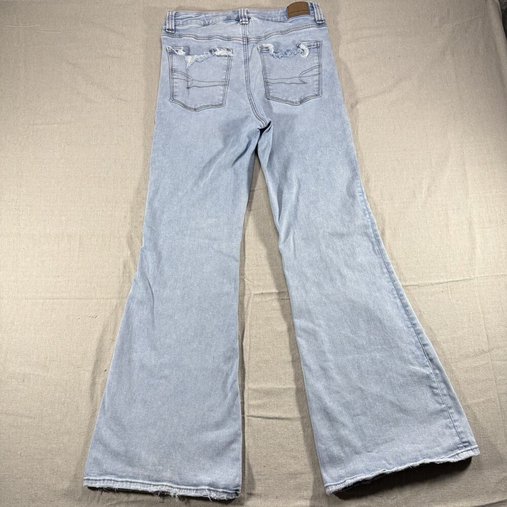 American Eagle Outfitters Womens Super High Rise Flare Jeans Light Wash 10 - Picture 5 of 13